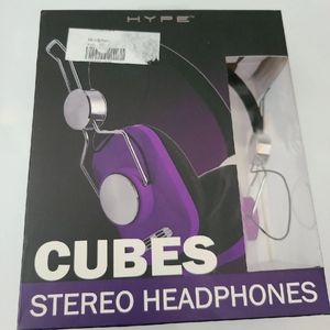 Purple cubes stereo headphones